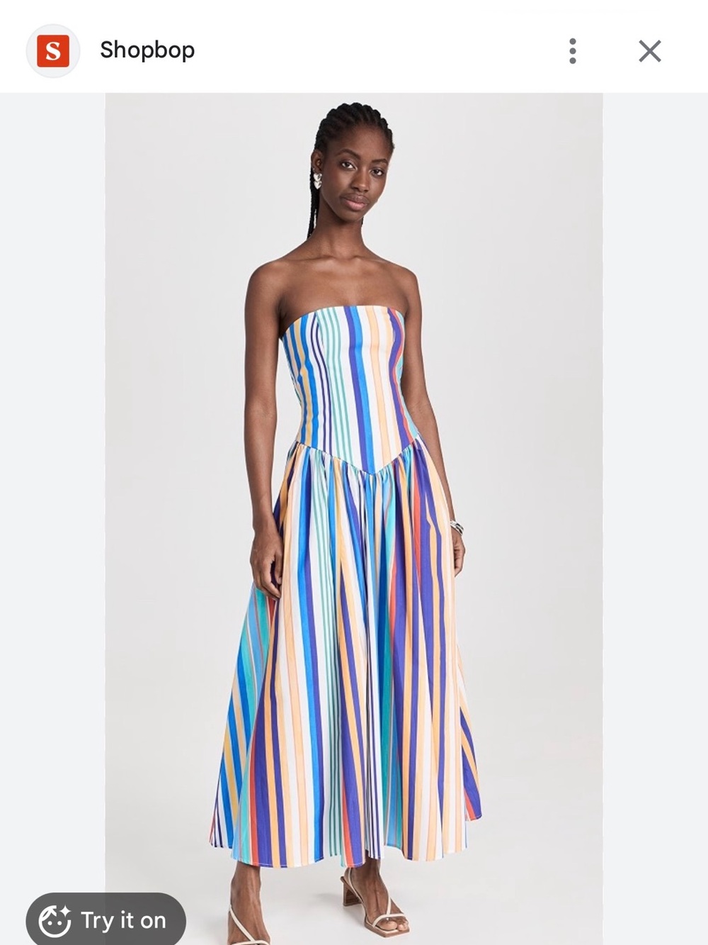 Colorful De Loreta Golondrina Multi-Stripe Strapless Maxi Dress